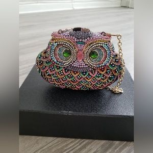 Multi color rhinestone evening clutch